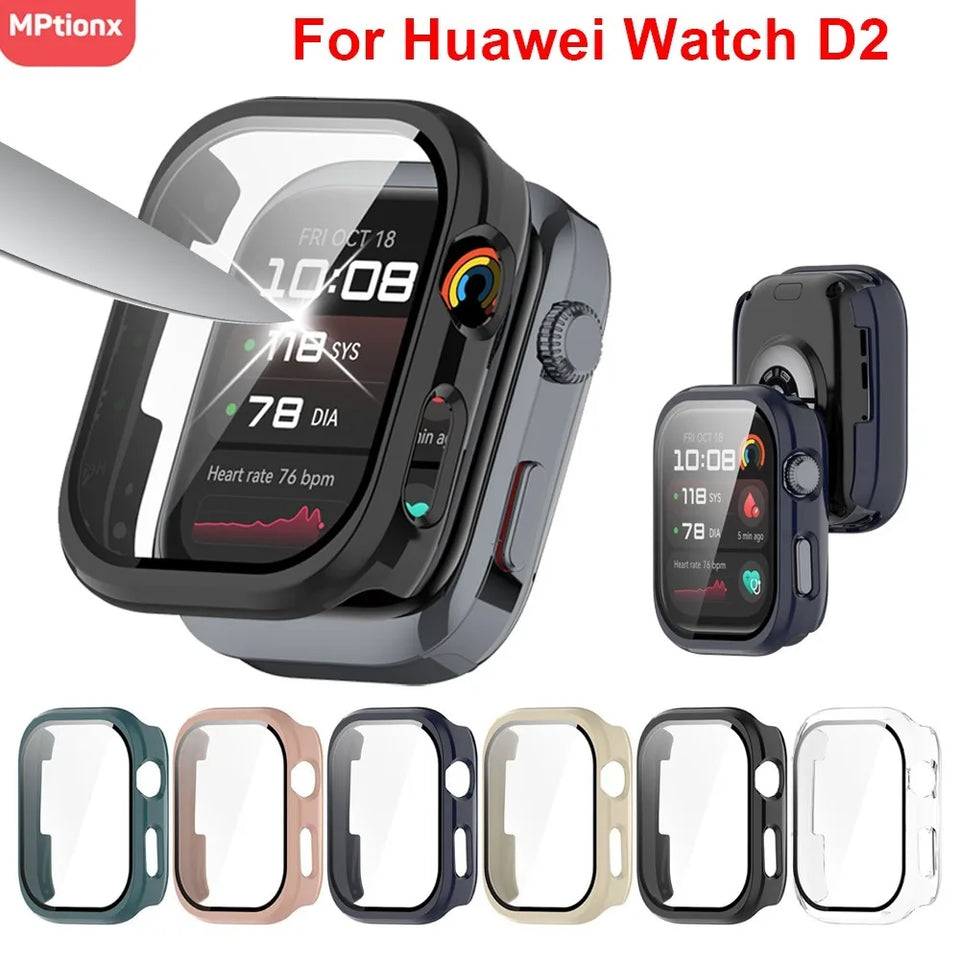 Tempered Glass+PC Case for Huawei Watch D2 Screen Protector Anti-scratch Bumper Protective Cover for Huawei Watch D2 Accessories