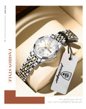 POEDAGAR Elegant Ladies Watches Waterproof Luminous Date Week Watch for Woman High Quality Stainless Steel Quartz Women's Watch