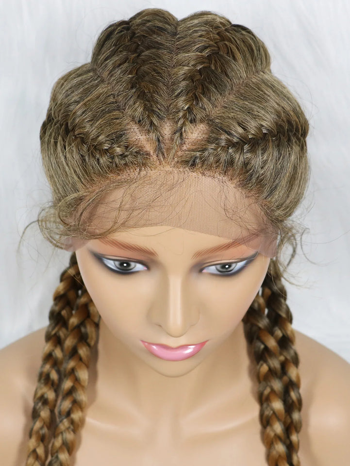 KIMA New Arrival 26 Inches Braided Wigs Synthetic Lace Front Hair Wig With Baby Hair for Black Women