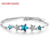 Wholesale Genuine 925 Sterling Silver Bracelet New Arrivals Female Fashion Jewelry Stars Shape Pendant Bracelet Women Girls