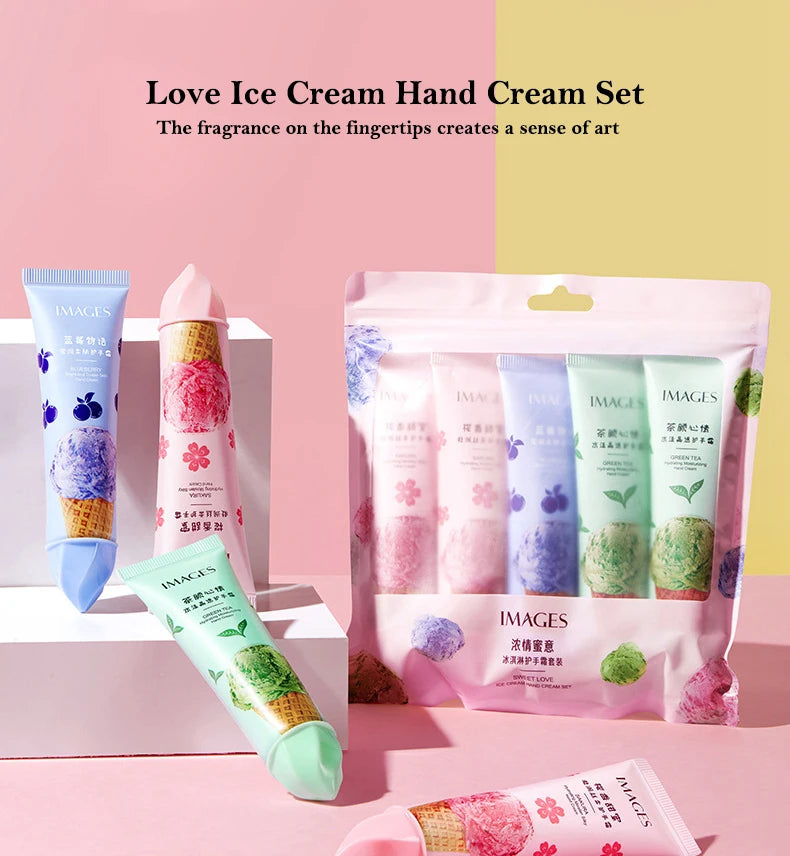 5pcs Plant Fruit Fragrance Hand Cream Sets Moisturizing Handcream Set Hand Care Nourishing Anti Chap Skin Care for Foot