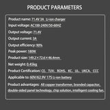 71.4V 3A 4A 2A Li-ion Charger 17S 61.2V 62.9V 3A Lithium Chargers T/PC/IEC 3Pin Connector