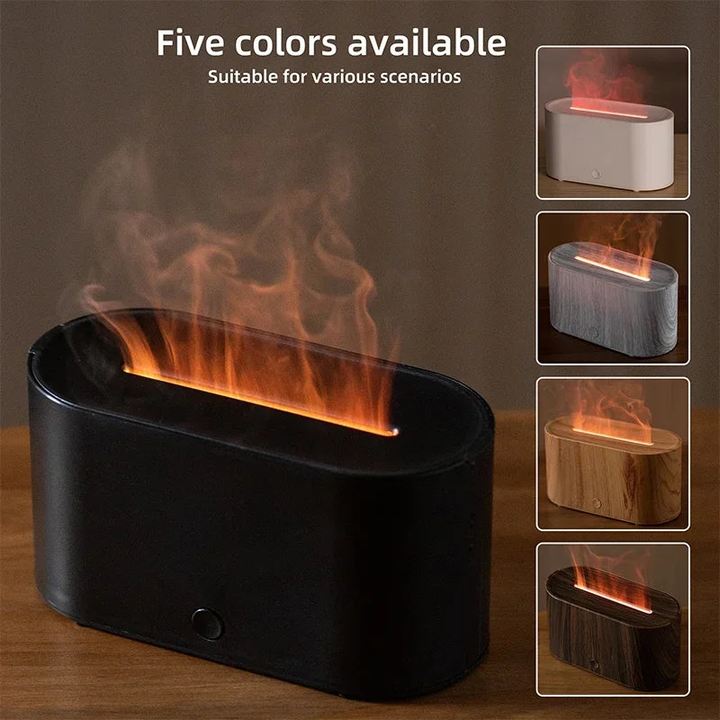 HY02 Flame Aromatherapy Humidifier with Anti-Dry Burn Feature Colorful Lights Silent Mist Moisturizing And Humidifying Function