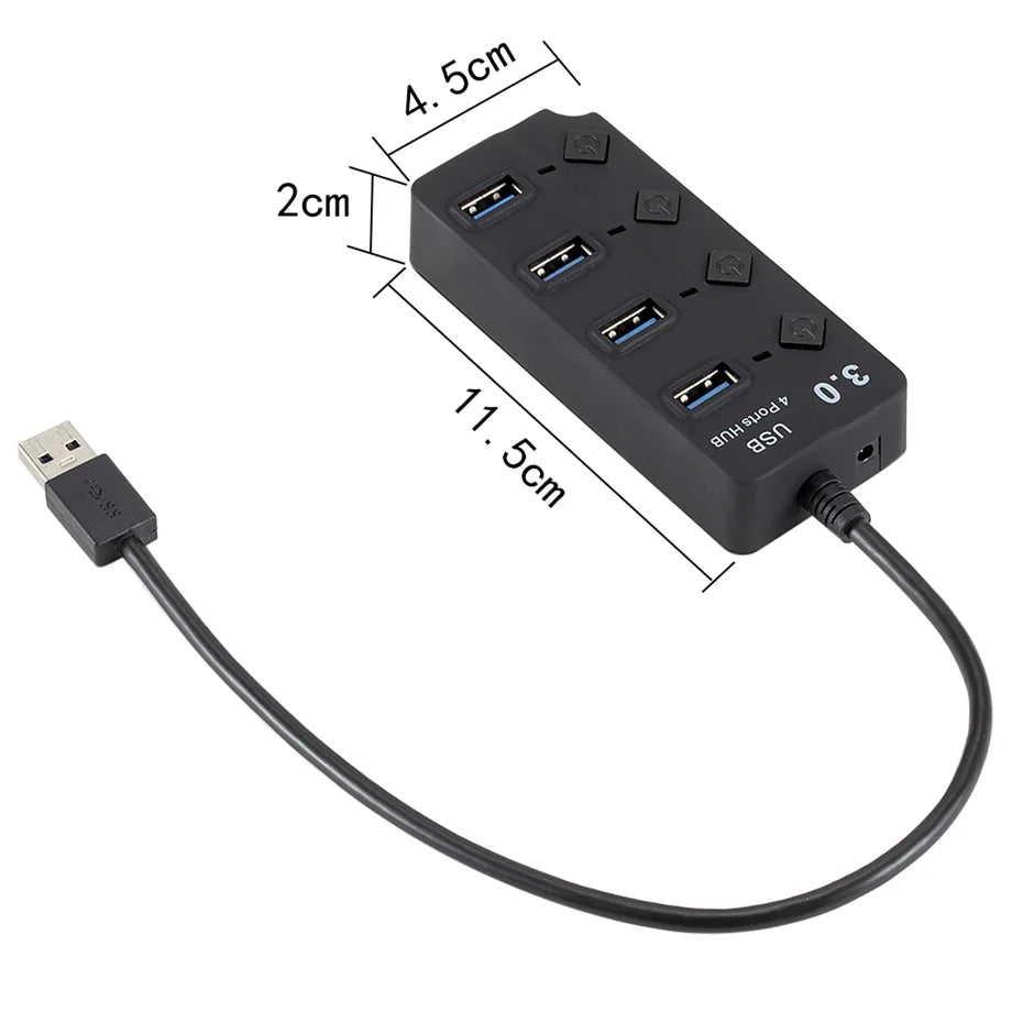 USB Hub 3.0 Multiprise USB High Speed Splitter 4/7 Port 5Gbps Hub Power Adapter with Switch Long Cable with Multiple Expander