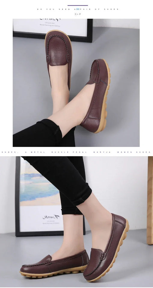 Women Flats Ballet Shoes Woman Cut Out Leather Breathable Moccasins Women Boat Shoes Ballerina Ladies Casual Shoes