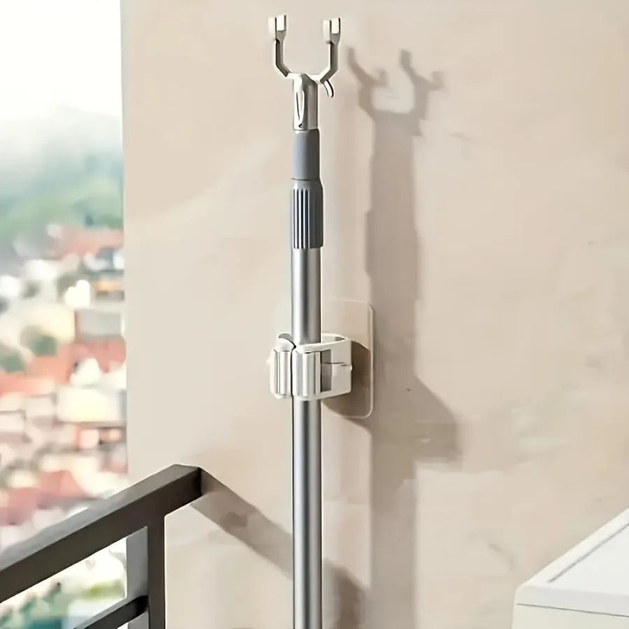Self-Adhesive Mop Holder Non Perforated Wall Mount Broom Organizer No Drilling Kitchen Bathroom Storage Rack Clip