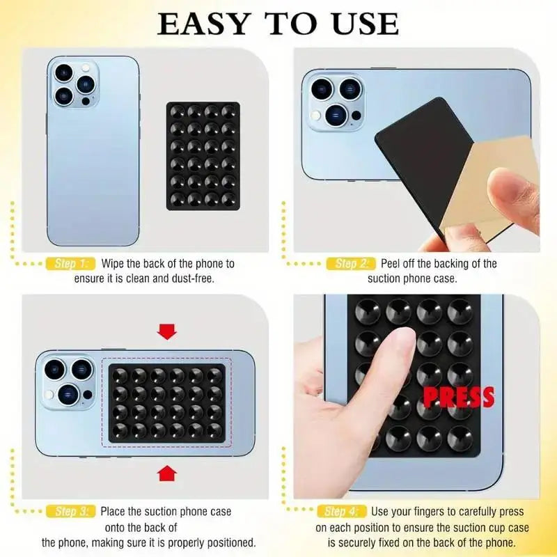 Silicone Suction Phone Holder Mat Multi-functional Suction Cup Phone Stand Square Anti-Slip Single-Sided Case Mount Back Sticker