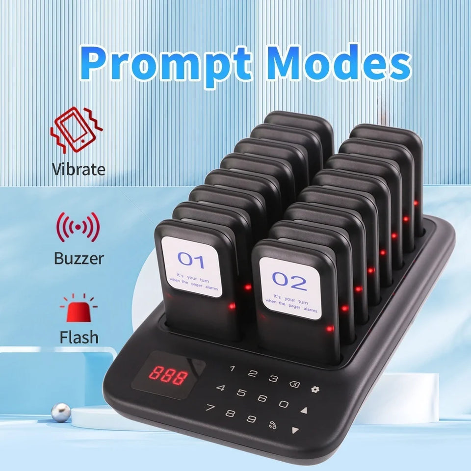 Restaurant Pager System,16 Restaurant Pagers,Wireless Calling System for Restaurant,1000FT Long Range Food Buzzer  Pagers