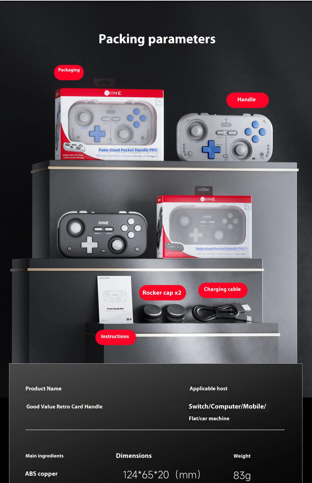 NEW IINE Palm-Sized Gamepads Wireless Bluetooth Retro Gaming Controllers 1000hz Hall Joystick Portable Android Ios Phones Pc