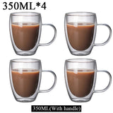 150/250/350/450ml Heat Resistant Double Wall Coffee Cup Transparent Glass Whiskey Tea Milk Cups Cold Beverage Wine Mug Drinkware