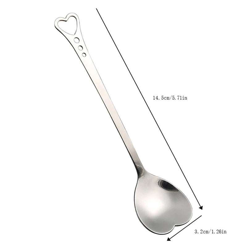 Coffee Spoons Creative Valentines Day Coffeeware Heart-Shaped Silver Kitchen Accessories Dinnerware Portable Stainless Steel