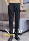 Autumn Winter Neapolitan Trousers Men with 5% Wool Fabric, Coffee Fashionable Simple & Versatile Casual Pants,pantalones Hombre