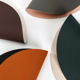 1/6/10 Sets Round PU Leather Placemats & Coaster Set Oil-Proof Waterproof Insulation Mat for Kitchen Coffee Shop Christmas Decor