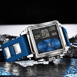 LIGE Fashion Square Digital Watch Men Casual Sports Waterproof Men's Quartz Wristwatch FOXBOX Top Brand Luxury Chronograph Watch