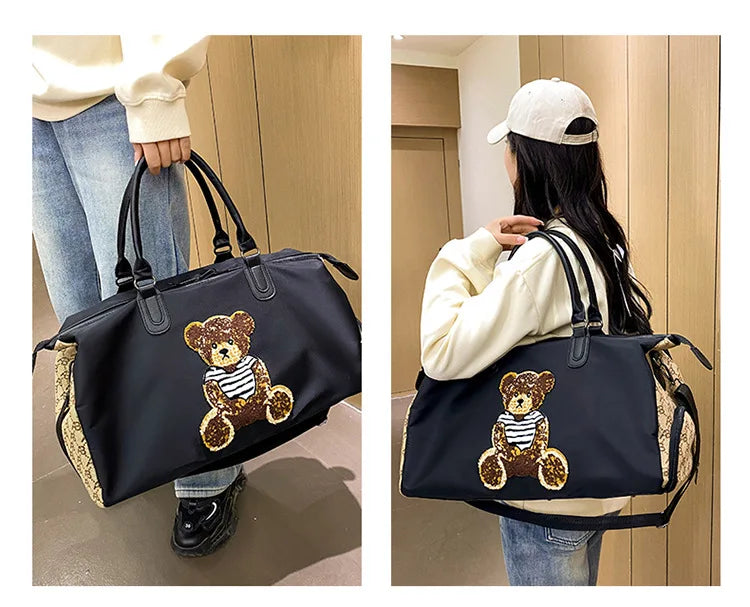 Travel Fitness Bag Luggage Bag Zipper Storage Bag Carry-on Duffle Bag With Single Shoulder Strap For Short Trips Swimming
