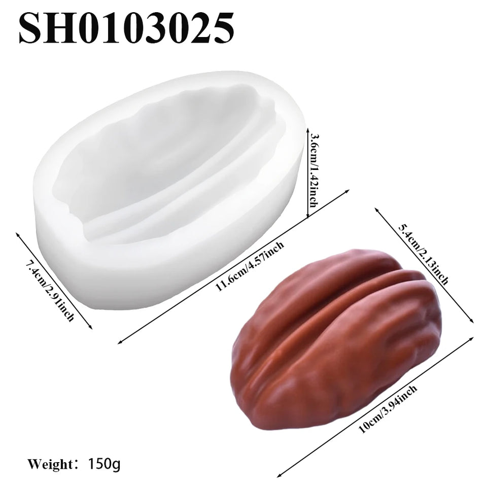 Single-Cell Coffee Beans Peanuts Pecan Pistachios Design Silicone Chocolate Mold Mousse Cake Mould Kitchen Dessert Baking Tools