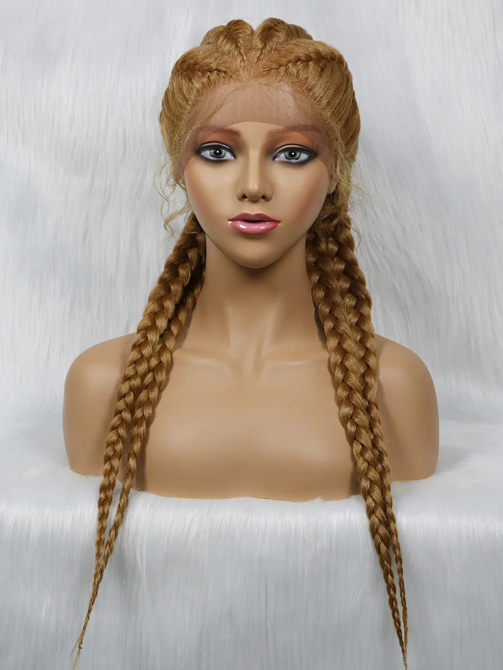 KIMA New Arrival 26 Inches Braided Wigs Synthetic Lace Front Hair Wig With Baby Hair for Black Women