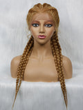 KIMA New Arrival 26 Inches Braided Wigs Synthetic Lace Front Hair Wig With Baby Hair for Black Women