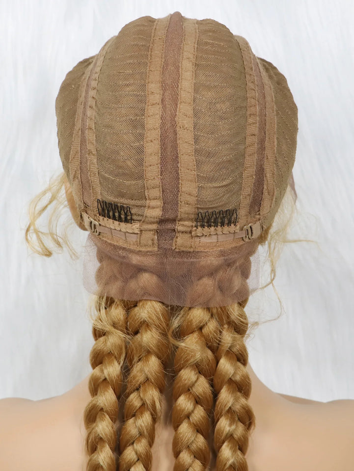 KIMA New Arrival 26 Inches Braided Wigs Synthetic Lace Front Hair Wig With Baby Hair for Black Women