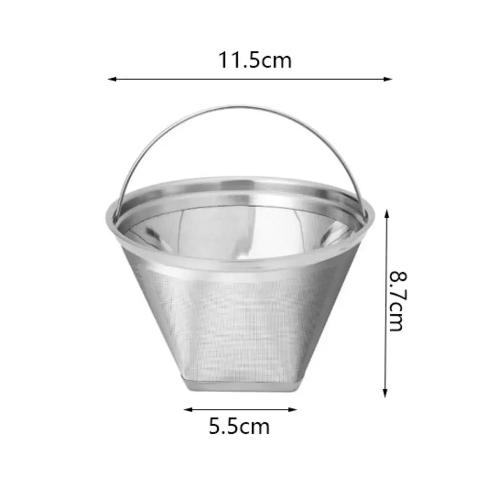304 Stainless Steel Cafe Drip Coffee Machine Filter Fine Mesh Reusable Coffee Powder Basket with Foldable Handle Tea Strainer