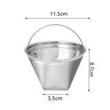 304 Stainless Steel Cafe Drip Coffee Machine Filter Fine Mesh Reusable Coffee Powder Basket with Foldable Handle Tea Strainer