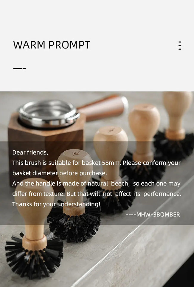 MHW-3BOMBER Coffee Filter Cleaning Brush 58mm Espresso Portafilter Basket Clean Tools Professional Home Barista Cafe Accessorie