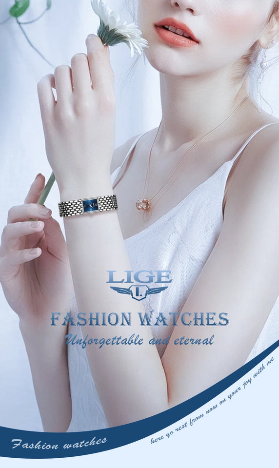LIGE new 2025 women's watch quartz stainless steel strap women watches luxury casual waterproof retro fashion ladies watch reloj
