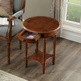 Solid Wood Sofa Side Table American Living Room round Desk European-Style Coffee Surface Casual Telephone Shelf for Entryway