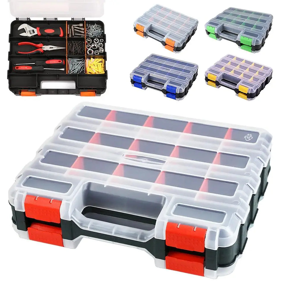 Hardware Organizer Box 34 Compartments Organizer W/ Removable Dividers Double Side Screw Organizer For Nuts, Bolts Screws Nails