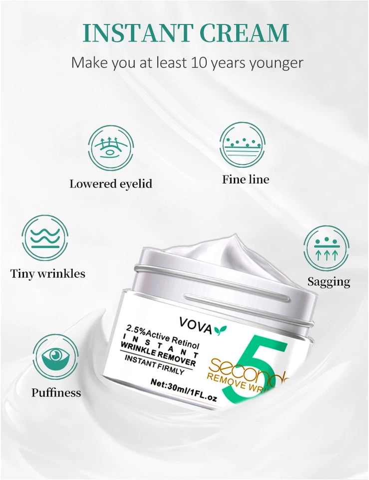5 Seconds Instant Wrinkle Remover Face Cream Eye Firming Anti Aging Lifting Moisturizing Facial Cream Remove Fineline Skin Care
