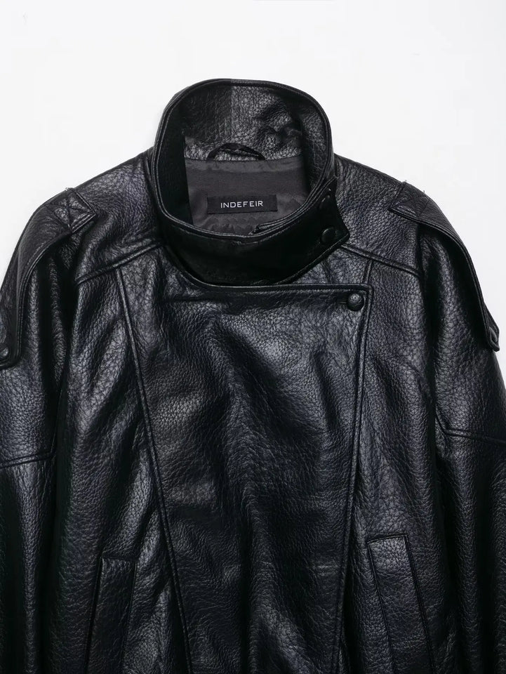 TFMLN 2025 Women Faux Leather Loose Jacket High Street Stand Collar Long Sleeve Coat Fashion Causal Zipper Outwear Autumn Winter