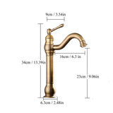 Antique Brass Basin Faucet Deck Mounted Single Handle Bathroom Accessories Crane Long Spout Lavatory Sink Hot Cold Mixer Tap