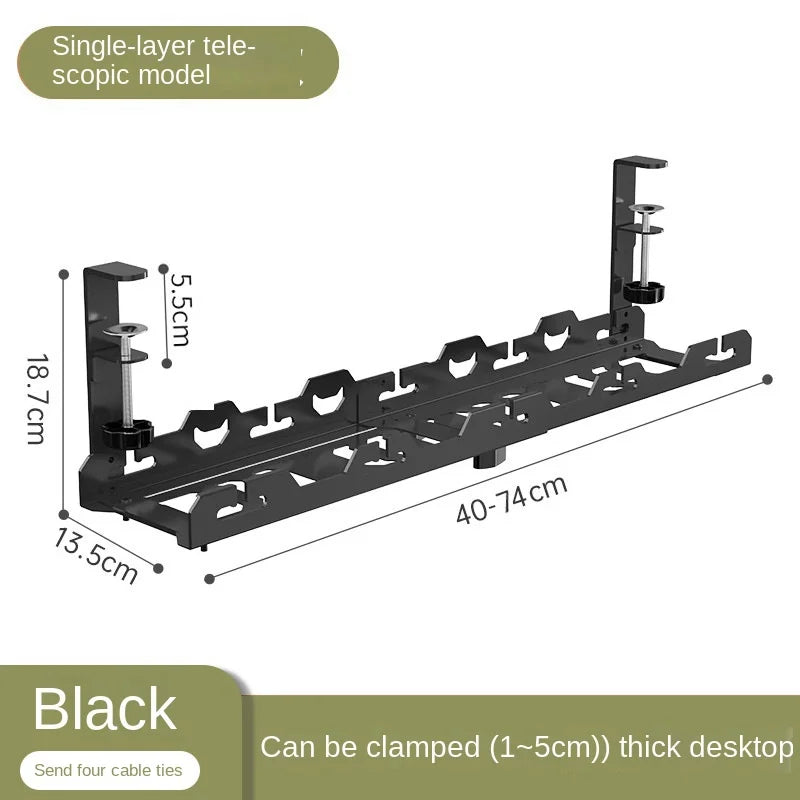 New No Punching Under Table Storage Rack Metal Cable Management Tray Standing Desk Organizer Cord Management Storage Accessories