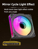 COOLCIRC PC Case Fan 120mm ARGB  Mirror Cycle Light Effect CPU Cooler Fan 4PIN PWM 58.36CFM Fan for Computer Water Cooler