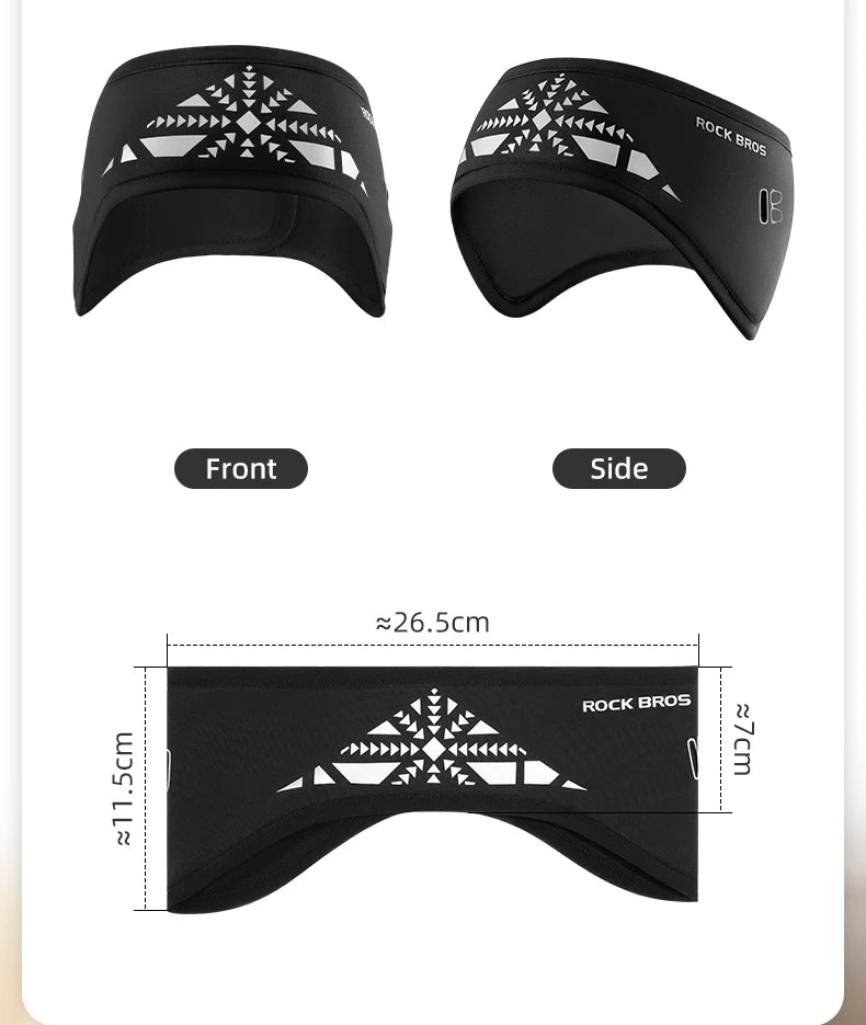 ROCKBROS Outdoor Cycling Headband Ear Warmer Men Winter Cycling Workout Windproof Double Layer Warm Earmuffs Headwear Sweatband