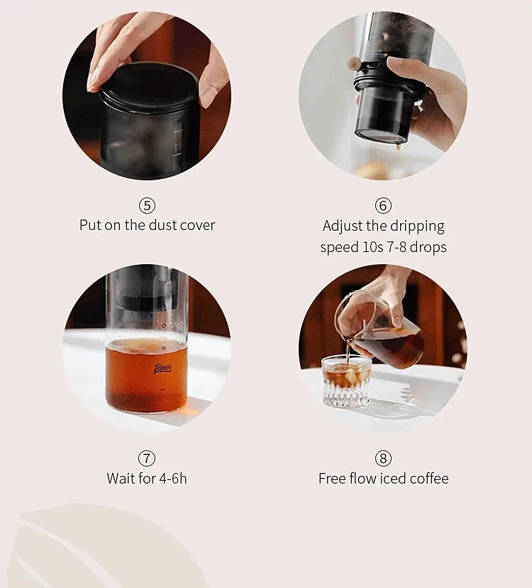 Protable Glass Drip Filter Ice Drop Coffee Maker Cold Brew Dutch Coffee Maker Pot Specialized Barista with 100pcs Filter Paper