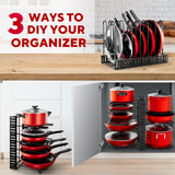 Pot Rack Organizer, 8 Tier Pots and Pans Organizer for Kitchen Organization & Storage, Adjustable Pot Lid Holders & Pan Rack