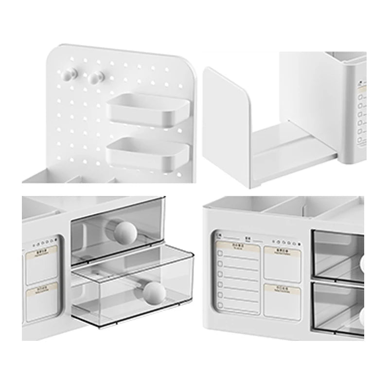 1 Pcs Desktop Perforated Board Storage Box Stationery Sorting Rack Desk Office Cosmetics Storage Rack Pen Holder