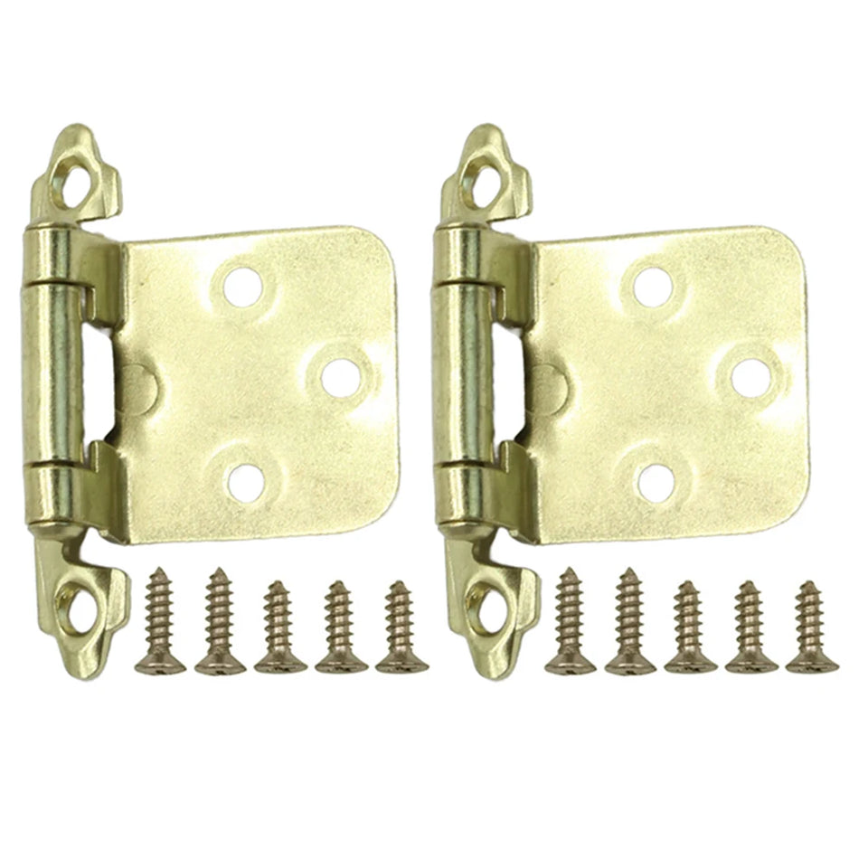 2Pcs American Self Closing Spring Hinge with Screws Overlay Cabinet Door Flush Hinges for DIY