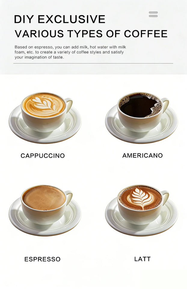 Outdoor camping portable capsule coffee machine, 3-in-1 multi-functional espresso machine with built-in wireless milk frother.