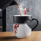 Heat Sensitive Color Changing Heart Handle Mug Strange Rare Mate Couple Valentine's Day Wedding Coffee Mug Cup Festival Gifts