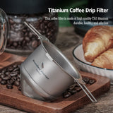 Boundless Voyage Titanium Reusable Coffee Filter Paperless Coffee Filter Metal Coffee Filter Pour Over Coffee Maker Ti6002P