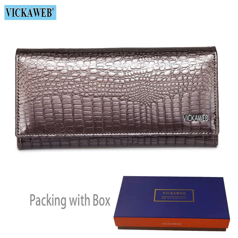 New Women Magnetic Hasp Wallet Genuine Leather Coin Purse Ladies Long Fashion Female Card Hold Money Bag AE501-1