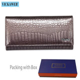 New Women Magnetic Hasp Wallet Genuine Leather Coin Purse Ladies Long Fashion Female Card Hold Money Bag AE501-1