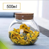 1pc Storage Container, 500ml Round Glass Storage Jar With Sustainable Cork Lid, For Coffee,Tea,Spices ,Kitchen Organizers