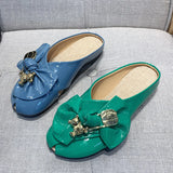 Women Slippers Gold Chain Bear Half Slippers Female Flats Sandals Brand Mullers Plus Size Summer Women Shoes Fashion Bow Slipper