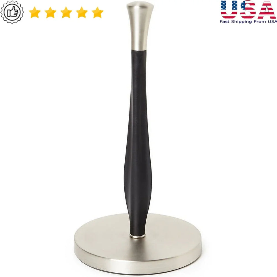 Free-Standing Paper Towel Holder with Weighted Base Non-Slip Design Easy One-Handed Tear Standard Rolls Kitchen Accessory