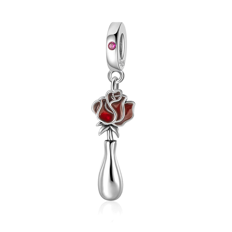 Red Series 925 Sterling Silver Koi Firecracker Dragon Heart Mushroom Coffee Machine Charm Fit DIY Bracelet Necklace Niche Gifts