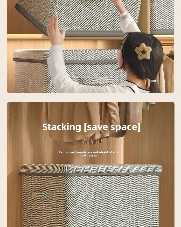 Clothes Storage Box Household Large-capacity Wardrobe Snacks Toys Layered Finishing Artifact Folding Storage Box Basket with Lid