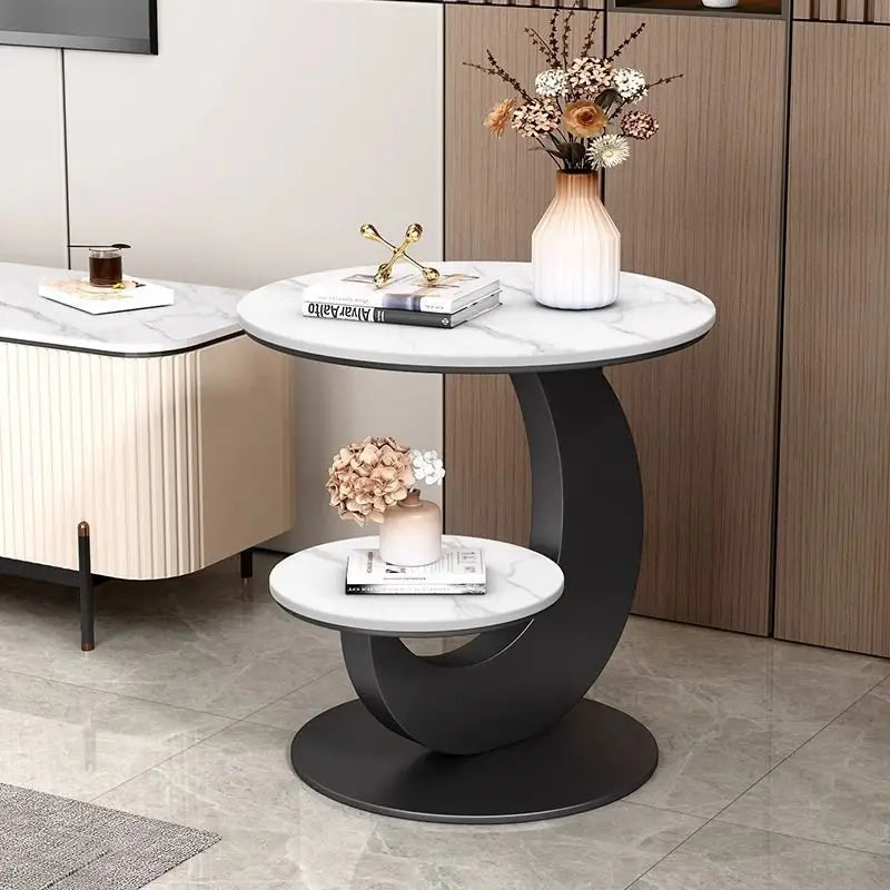 Italian minimalist new rock slab coffee table living room home simple modern high-end combination light luxury oval tea table